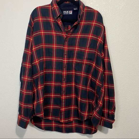 FILA Sport Vintage Shacket Flannel Button Up with Elbow pads-L - Picture 11 of 11